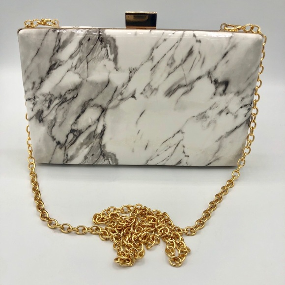 Handbags - White Marble Clutch